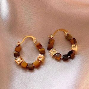 Tiger Stone Hoop Earrings