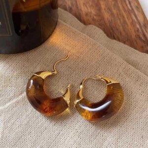 Amber Resin Hoop Earrings