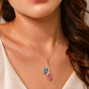 Eternal Glamour Dual-Tone Crystal Teardrop Pendant