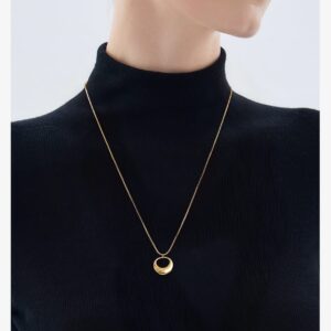 Aura Minimalist Curved Gold Pendant Necklace