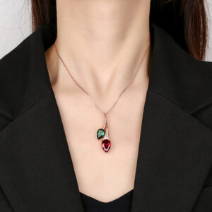Sweet Cherry Blossom Crystal Drop Necklace