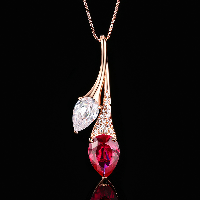Royal Glamour Crimson Red Crystal Pendant - Image 2
