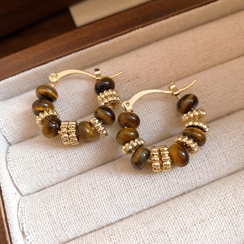 The Tiger's Eye Beaded Hoops - Image 3