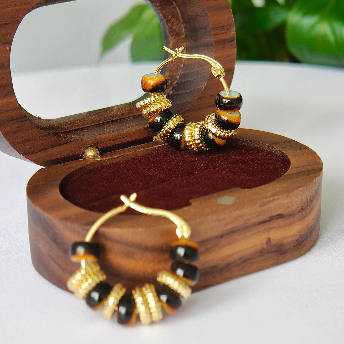 The Tiger's Eye Beaded Hoops - Image 2