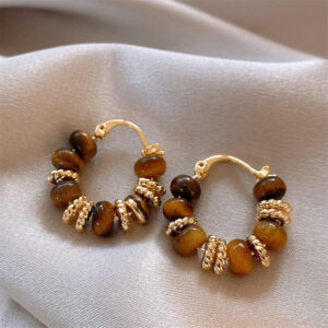 The Tiger's Eye Beaded Hoops
