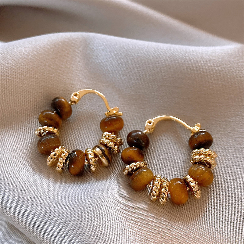 The Tiger's Eye Beaded Hoops