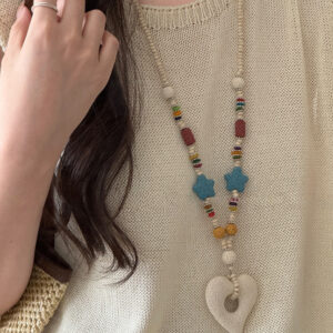 Santorini White heart Beaded Lariat