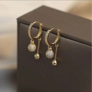 Midnight Glamour Pavé Crystal Huggie Earrings with Spherical Drops