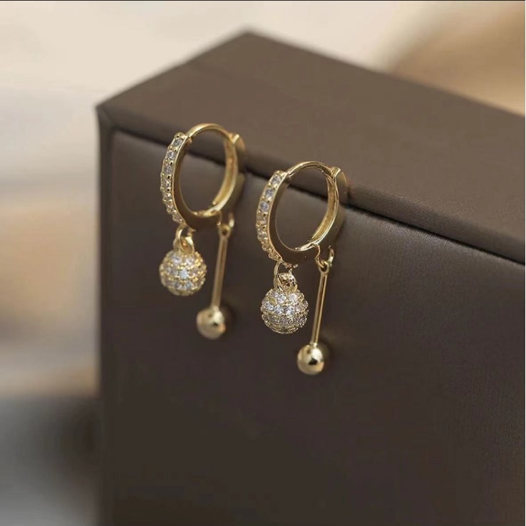 Midnight Glamour Pavé Crystal Huggie Earrings with Spherical Drops
