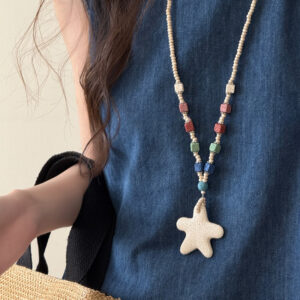 Mermaid’s Treasure Turquoise Starfish Beaded Necklace white