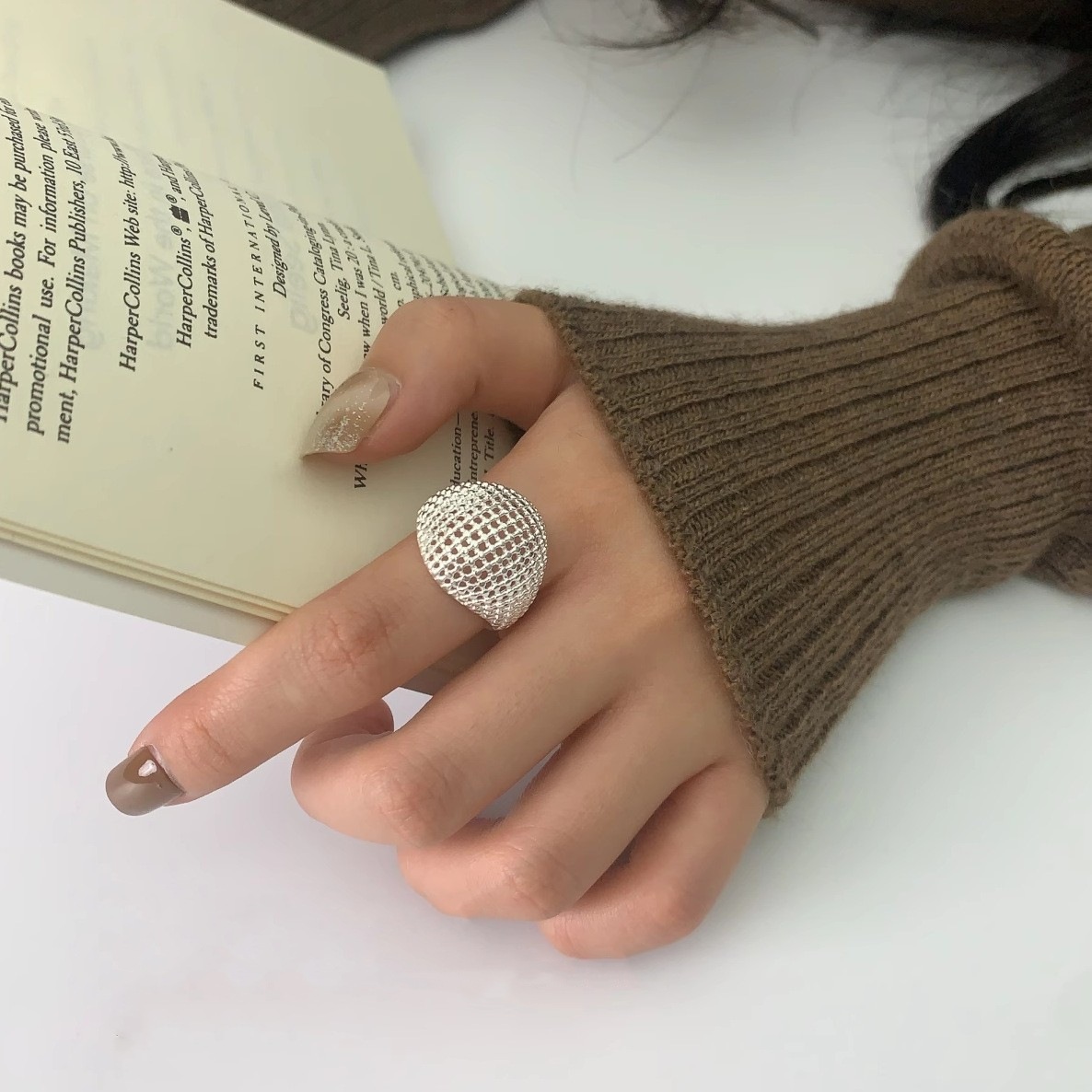 Sterling Silver Mesh Cocktail Ring - Image 2