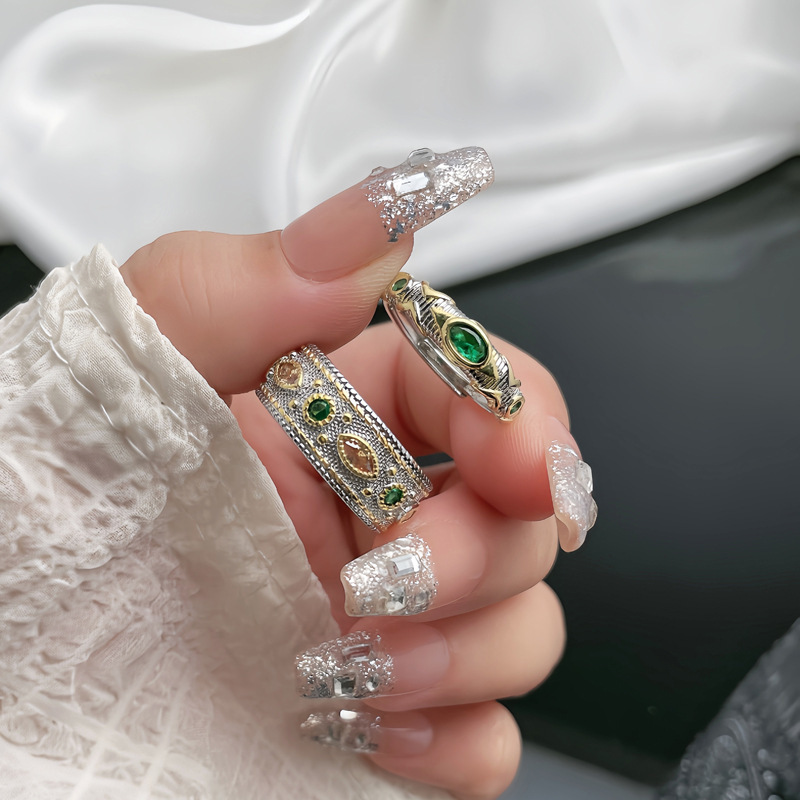 Cleopatra Emerald Statement Ring Set