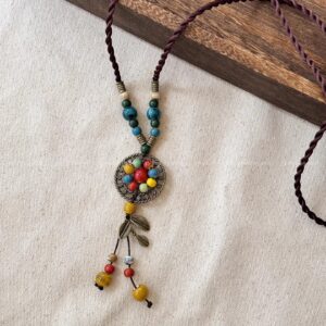 Bohemian Dreamcatcher Beaded Tassel Necklace