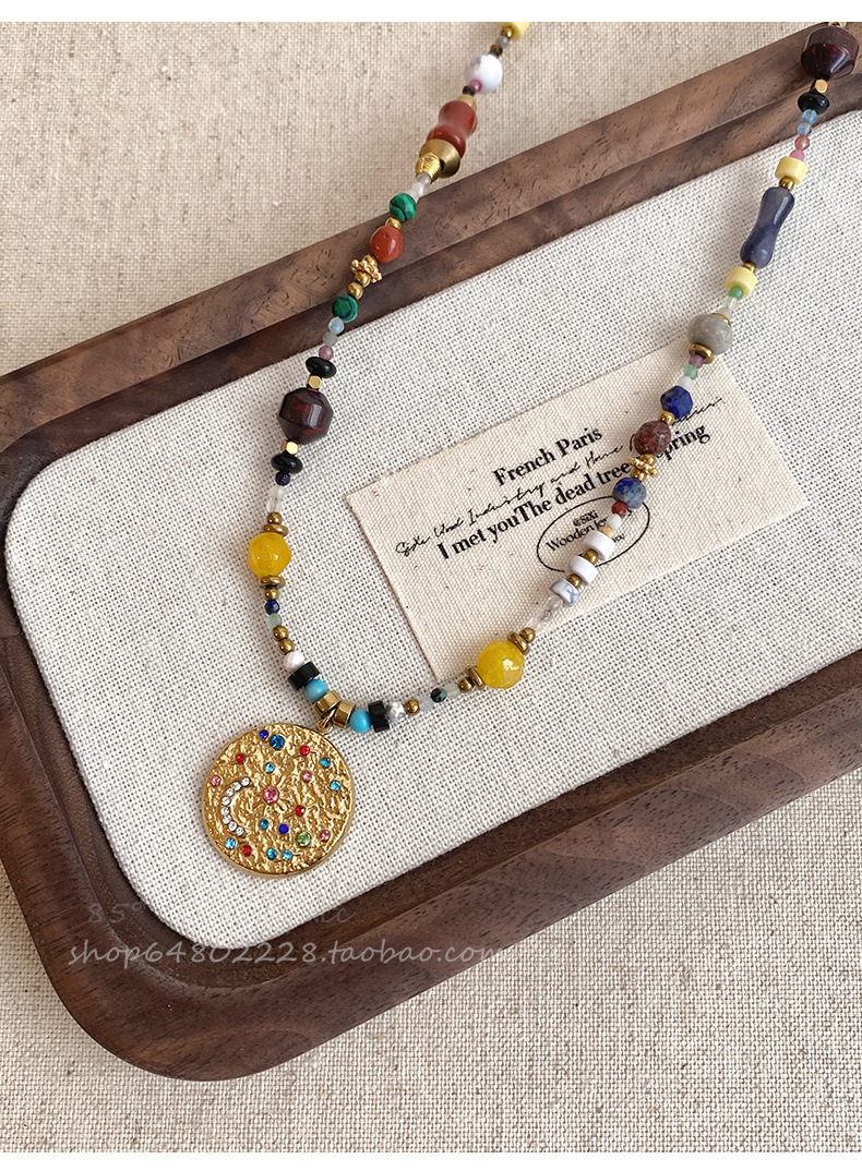 Mosaic Sun & Moon Beaded Necklace - Image 2
