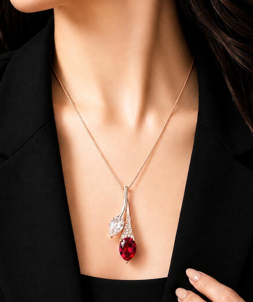 Royal Glamour Crimson Red Crystal Pendant